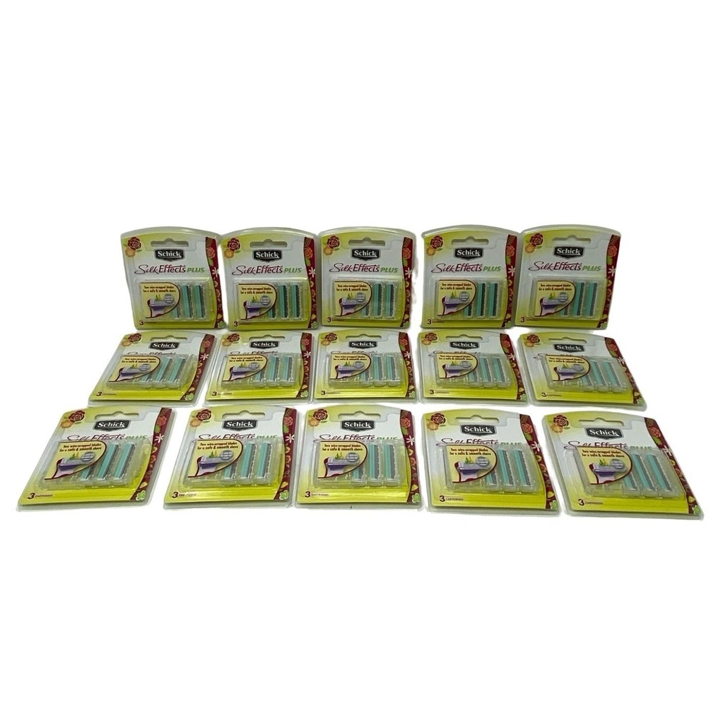 45 Schick Silk Effects Plus Razor Blade Cartridge Refills  - 15 Packs of 3